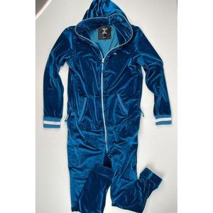 Onepiece of Norway Velour Jumpsuit Blue Hooded Unisex Size XL